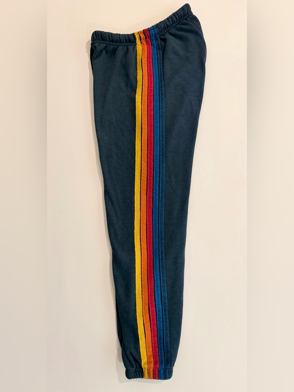 Aviator Nation 5 Stripe Rainbow Navy Charcoal Hoodie Sweatpants Set XS - Picture 9 of 15